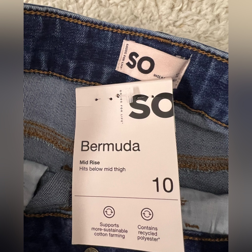 Kids Size 10 SO Mid Rise Distressed Bermuda Shorts NWT - Picture 6 of 10